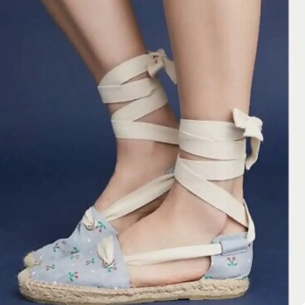 Anthropologie KMB Ankle Tie Espadrilles  Size EU 41